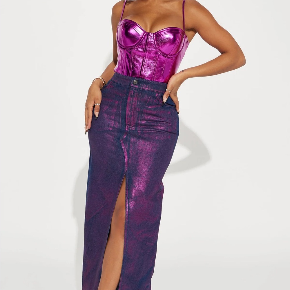 Fashion Nova Shimmering Purple Maxi Skirt - Picture 3 of 3